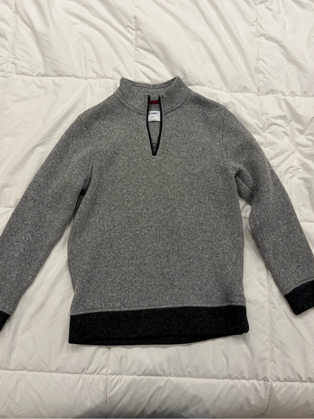 NWOT Boys’ Old Navy Gray Quarter-Zip Sweater with Dark Trim